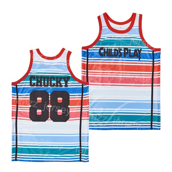 Film Basketball 1988 Chucky Jersey 88 Child's Play Movie High School Breathable Retro Hiphop Summer pour les fans de sport Pure Cotton College Team White Pullover