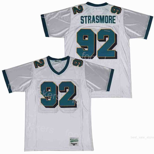 Film Football 92 Spencer Strasmore Movie Jerseys Miami Ballers TV Show Rock College Pull cousu respirant pour les fans de sport Uniforme respirant Équipe Blanc Vente