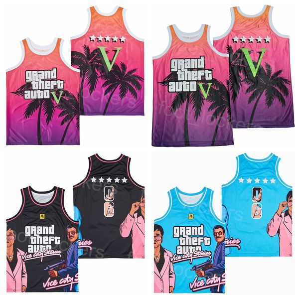 Film Grand Theft Auto Vice City Basketball Jersey Moive Rockstar Games Shirt Embroidery and Sewing Team College Pullover Retro pour les fans de sport