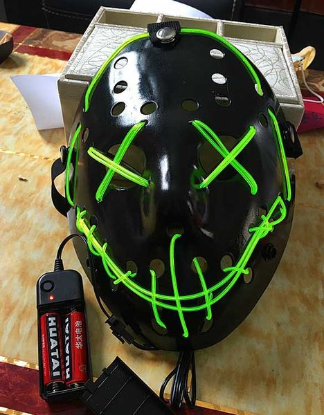 Film Mascarade Luminescence Masques Halloween Jason Masque Led Masque Party Masque Neon Light Glow In The Dark Horror Glowing Masker Purge