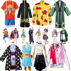 Film rouge Anime Cosplay Costume enfants garçon femmes Anime Luffy Wano Arc Nico Zoro Uta Nami Kimono Yukata chapeau tenue Halloweencosplay