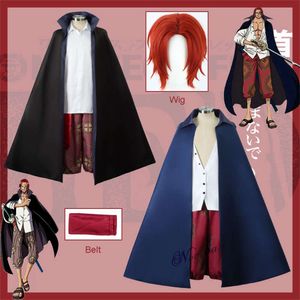 Film rouge Anime Cosplay tiges de cheveux rouges Cosplay femme femmes hommes Cape Shorts pantalon perruque costume complet Halloween Costumecosplay