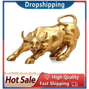 Films 100% laiton taureau Wall Street bétail Sculpture cuivre vache Statue mascotte artisanat exquis ornement bureau décoration cadeau d'affaires