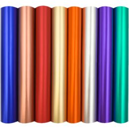 Films 12"x39" Feuille de vinyle artisanal adhésif métallique 8 couleurs assorties pour la plupart des types de machines de découpe Tasses de voiture Autocollant de décoration DIY