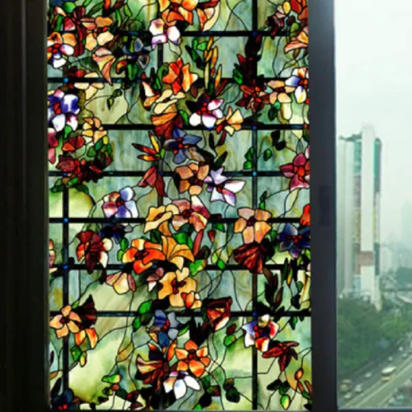 Films Film de fenêtre statique 3D autocollant en verre camélia teinté givré autocollant en verre décoratif privé pour la décoration de la chambre à coucher de la salle de bain