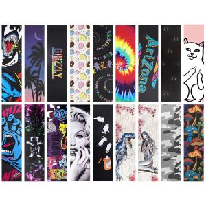 Films E Win Double Rocker Skateboard Grip Tape Self Adhesive Scooter Schuurpapier afdrukken Emery Anti Skid Tape Deck Sticker Accessoires