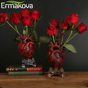 Films ERMAKOVA – Vase en forme de cœur américain, décoration de bureau pour la maison, artisanat en résine, Arrangement de fleurs pour la maison, ornements de décoration