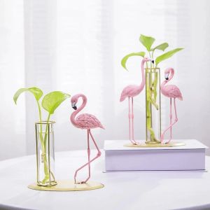 Films Flamingo décoration en verre, Vases à fleurs, conteneur de plantes hydroponiques, Arrangement floral, décoration créative pour la maison, ornement de table