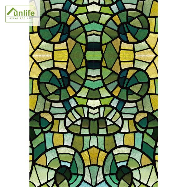 Películas Funlife, mosaico de vidrio verde, pegatinas decorativas para ventanas, película adhesiva estática, calcomanías de pared, pegatinas impermeables para puerta de privacidad