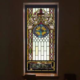 Films gothiques pour fenêtre Rose, Films en verre, fausse fenêtre teintée givrée avec autocollant de Style croix d'église, peut faire une taille personnalisée