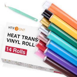 Films htvront 8 / 14pcs 12x3ft multicolor pU Transfer en vinyle roule