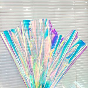 Películas de tela holográfica iridiscente de PVC para decoración del hogar, vinilo láser arcoíris, películas de vidrio impermeables, tinte de ventana transparente teñido