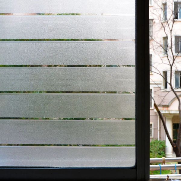 Películas Mulsize Static Cling Privacy Window Glass Film 3D Decorativo Frosted Window Stickers para el hogar Shutter Stripe Glass Vinyl Film