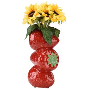 Películas florero de fresa decoración creativa decorativa cerámica fruta Artificial ornamento planta arreglo de flores maceta escritorio decoración del hogar