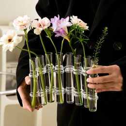 Films Tube à essai Vase en verre Unique acrylique articulé fleur Vase plante hydroponique conteneur maison jardin fleur Arrangement Art Table décor