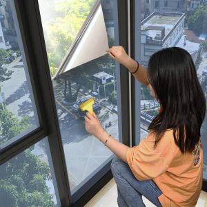 Films Window Film One Way, Auto-Auto-Adadhesive Glass Sticker for Home Office Reflective Mirror Film Sun Blocking Anti UV Window Tint