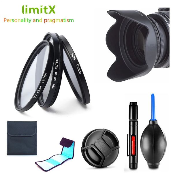 Kit de filtre UV CPL ND4 LENS HOOD CAP CAP CHARME PEN POUR 850D 2000D 4000D 1300D 3000D REBEL T6 T7 T100 CAME 1855MM 240327