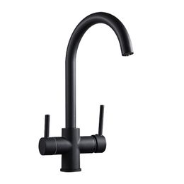 Filter Keukenkraan Drinkwater Deck Mount Zwart Mengkraan 360 Graden Draaien Kitchen Sink Mixer Zuivering Kranen