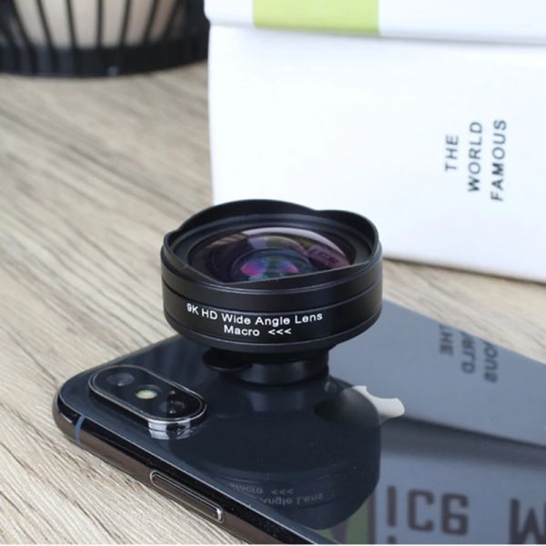 Filtres 0,45x Macro Phone Phone Camera Lens 15x macro 2 in 1 Lens pour iPhone 12 Pro Max / 11 / xs Max / xr / xs max tout lentilles téléphoniques du smartphone Android