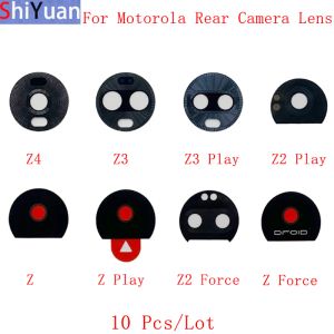Filtres 10pcs / lot arrière arrière de la caméra arrière Verre pour Motorola Moto Z Z2 Play Z3 Z4 Pièces de remplacement de la lentille en verre de la caméra