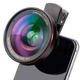 Filtres 2 en 1 lentille de téléphone mobile 4K HD 15x Macro 0,6x Beau angle pour l'iPhone 15 14 13 Kit de caméra Samsung LG Accessoires de téléphone mobile