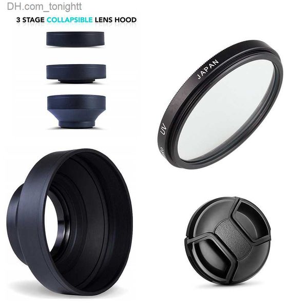 Filtros Tapa de lente de cámara de goma plegable de 3 etapas Tapa de lente de filtro UV para cámaras digitales HX400V HX350 HX300 H400 Q230905