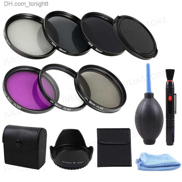 Filtros 49 52 55 58 62 67 72 77 MM UV CPL FLD ND 2 4 8 Conjunto de lentes de filtro de densidad neutra + parasol + tapa de lente + kit de limpieza para Nikon Q230905