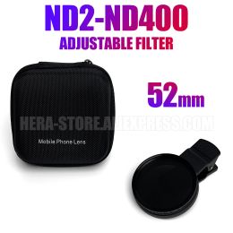 Filters 52 mm ND -filter.ND2ND400 Universal draagbare cameralens.Professionele lens voor neutrale dichtheid voor de smartphone van de iPhone -mobiele telefoon