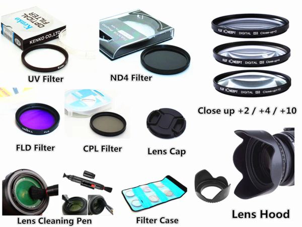 Filtres Kit de filtre 58 mm + capuchon de capuche d'objectif pour Canon EOS 1300D 1500D 3000D 90D 77D 80D 200D 250D 760D 800D 1200D 1000D 1100D 100D 1855MM