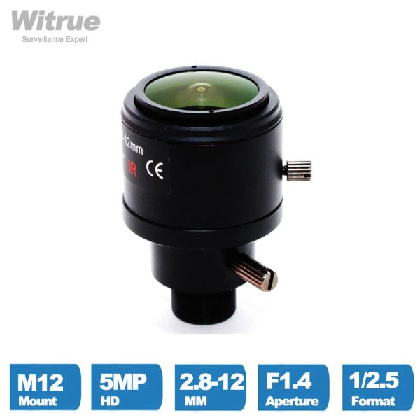Filtres 5MP Varifocal Lens M12 Mount 2.812mm 1 / 2,5 pouces F1.4 avec filtre IR Focus manuel de l'iris fixe et zoom pour la caméra sportive d'action
