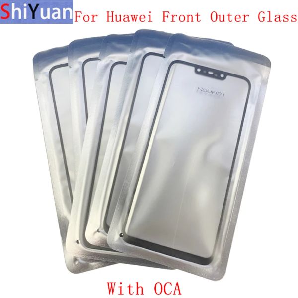 Filtres 5pcs Couvercle de panneau de l'objectif extérieur avant avant pour Huawei Nova 4 3 3i P20 Pro P Smart Profitez de 20 Y9 2019 Lens en verre avec OCA