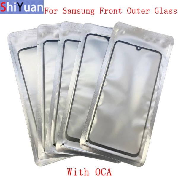 Filtres 5pcs Couvercle du panneau de gamme de verre extérieur avant pour Samsung A10S A20S A30S A40S A51 A32 A42 A52 A72 A02S A12 Lens avec OCA