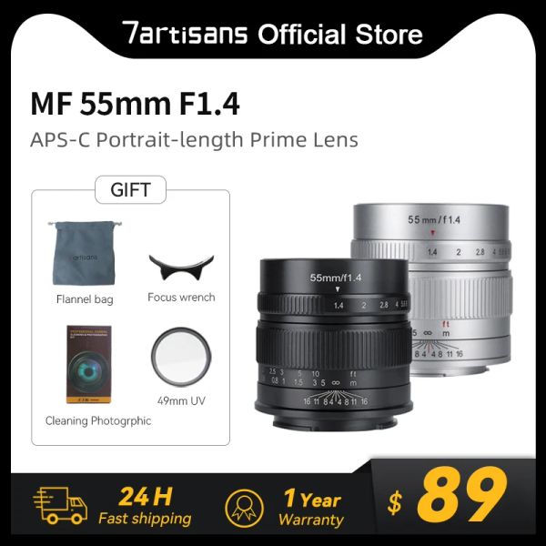 Filtres 7Artisans 7 Artisans 55 mm F1.4 MF Grand ouverture Portrait Prime Lens compatible avec Sony E Canon Eosm Fujix Micro 4/3 Mount