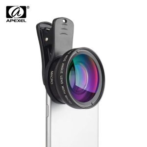 Filtres Apexel 2 en 1 Kit d'objectif de caméra de téléphone 0,45x grand angle 12,5x lentilles macro-objectif HD Lentes pour les smartphones Android iOS