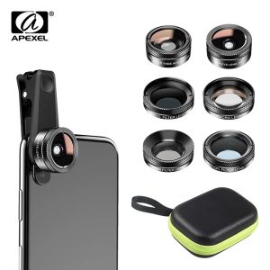 Filtres Apexel 6 en 1 HD Phone Camera Lens Lens Fisheye Lens grand angle Macro Lens CPL Filtre Nd32 Fliter pour Samsung iPhone tout smartphone