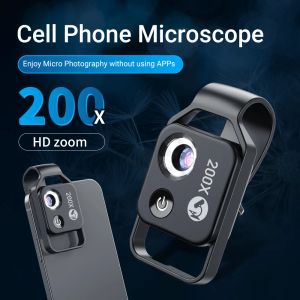 Filters Apexel Digital 200x Microscope Lens met CPL Mobile LED -gids Lichtlamp Micro Pocket Supermacro -lens voor iPhone Samsung -telefoons