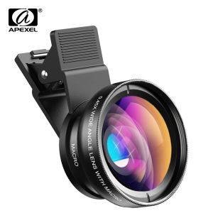 Filtres APEXEL Professional Phone Camera Lens 12.5x Macro Camera Photo HD 0.45x Super angle grand angle pour Samsung iPhone Tous les smartphones