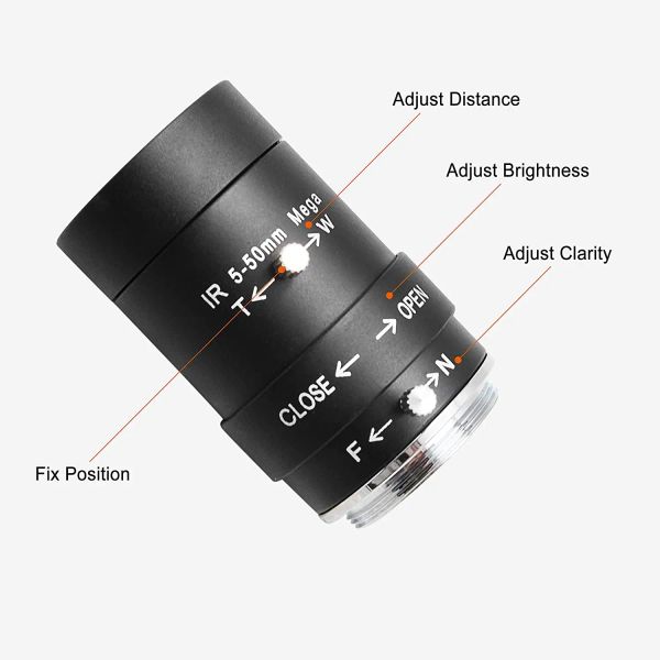 Filtres ELP HD CS Mount Zoom Lens 2,812mm / 550mm / 660mm MANUEL Varifocal Lens 4/6/8 / 12mm CS Fix Focus Lens pour les caméras USB ELP