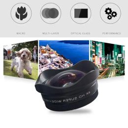 Filtros HD Camera Lens 2 Funciones Lente de teléfono móvil 0.45x Len de gran angular 15x Macro Universal para todos los accesorios para teléfonos inteligentes