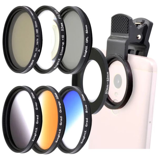 Filtres Knightx Universal Cell Phone Accessories 52mm Macro Lens Star 4 6 8 Lenses de ligne pour le filtre de caméra de téléphone Android mobile