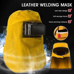 Filters lederen lasmasker laskap helm met automatisch donker wordende filterlens fliptype deksel hittebestendig splash -proof dropship