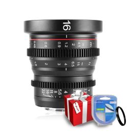 Filtres Meike 16 mm T2.2 Focus manuelle Portrait asphérique Portrait Cine Lens pour Olympus Panasonic Lumix Micro Four Thirds (MFT, M4 / 3)