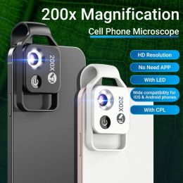 Filters MS002CBK Microscope 200x vergrotingslens met CPL Mobile Led Pocket Macro Lens vergrootglas voor smartphone