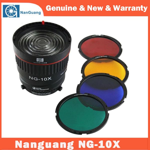 Filtres Nanguang Ng10x Fresnel Lens Focus Adapter Lens Kit pour les lumières LED BowensFit avec filtre à 4 couleurs