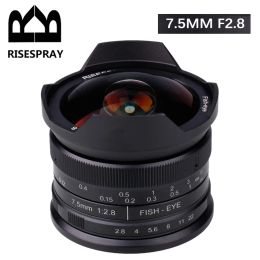 Filters RisesPray 7,5 mm F2.8 II 190 ° APSC Manual Fixed Fisheye Lens voor Olympus Panasonic Micro 4/3 M4/3 Mount