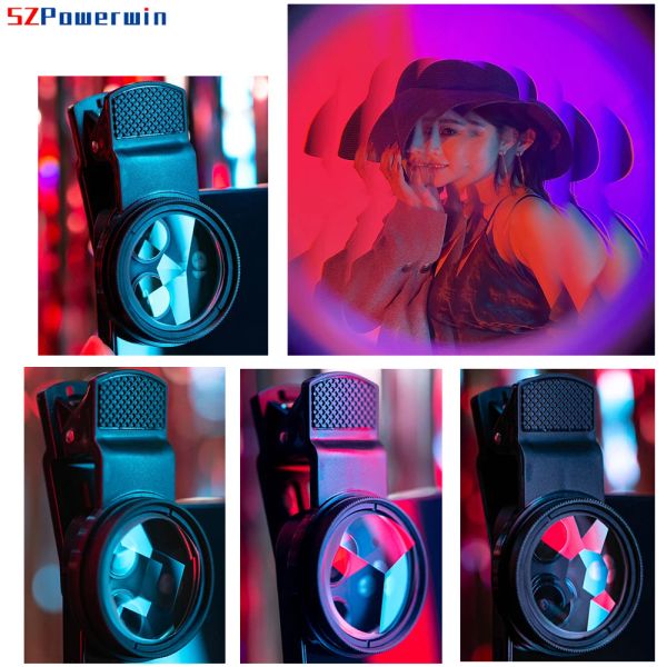 Filtres SZPowerwin 37 mm Crystal Prism Phone Phone Lens Filter Split Image Ghosting Effet spécial pour mobile iOS Android avec clip