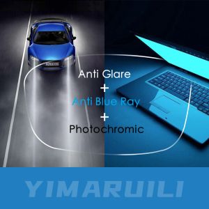 Filtres Yimaruili 1.56 / 1,61 / 1,67 Lumière antiblue + antiglare + lentille de conduite photochromique