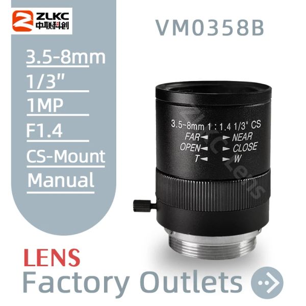 Filtres ZLKC Camera Lens 3,58 mm Varifocal Fonction Manual Iris Security Zoom F1.4 1/3 pouces CST CCTV CCTV pour les caméras IP Box