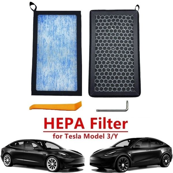 Filtro de carbón activado de filtración apto para Tesla modelo 3 Y Kit de reemplazo de filtro de aire acondicionado HEPA