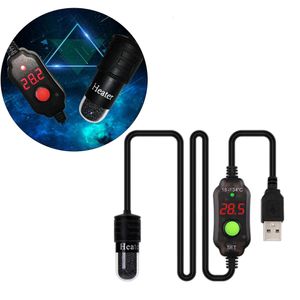 Filtration Chauffage Aquarium Fish Tank Chauffe USB LED Tige Chauffante Contrôleur De Température Réglable Petit Aquarium Poisson Tortue Réservoir Chauffe Protection 221119